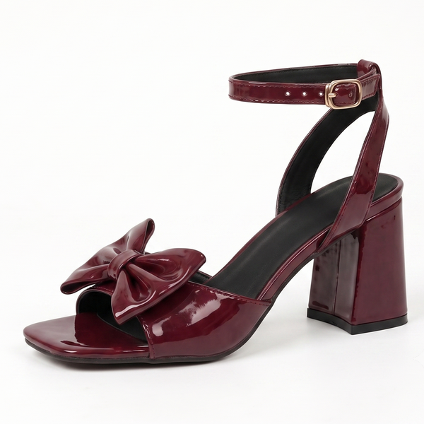 ZAPATILLA CÓMODA VINO CON TACÓN ANCHO Y MOÑO (MOD 5021)