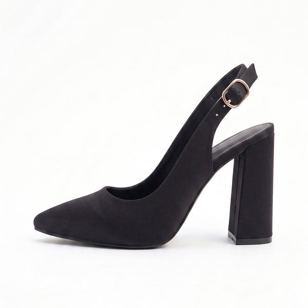 ZAPATILLA SLINGBACK NEGRA DE TACÓN GRUESO (MOD 4004)