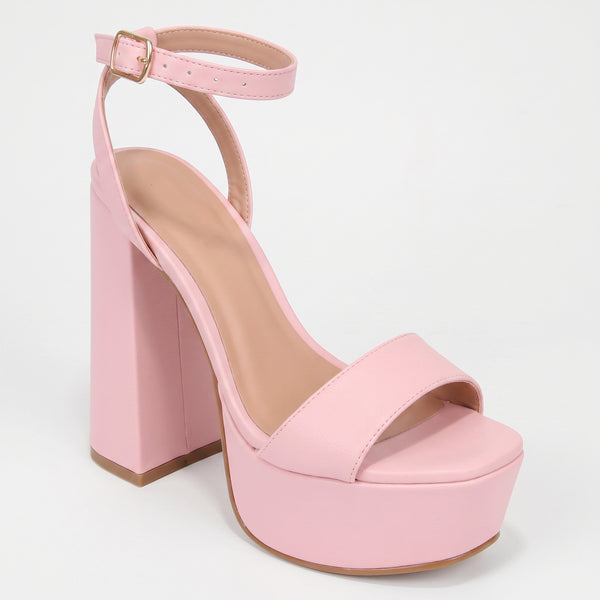 ZAPATILLA ROSA PASTEL DE TACÓN ANCHO CON PLATAFORMA (MOD 1000)