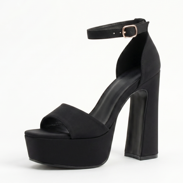 ZAPATILLA NEGRA DE TACÓN CAMPANA CON PLATAFORMA (MOD 1002)