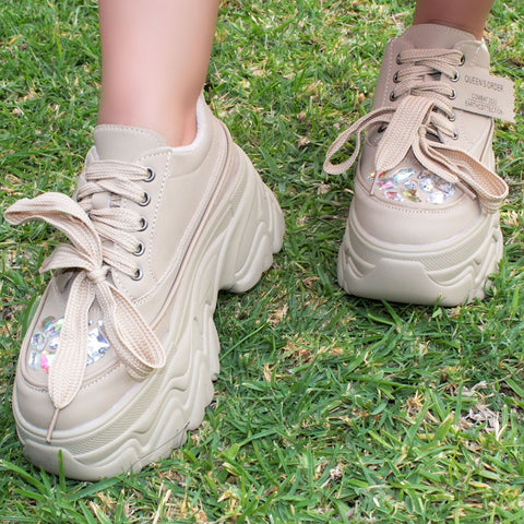 CHUNKY SNEAKERS BEIGE CON PIEDRAS (MOD LUCIANA)