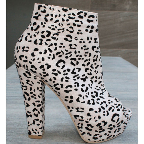 BOTÍN PEEP TOE ANIMAL PRINT  DE TACÓN GRUESO CON PLATAFORMA (MOD 362)