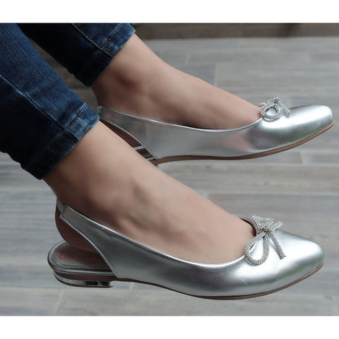 BALLERINA PLATA DESTALONADA CON PULSERA Y MOÑO DE PIEDRAS (MOD FABIOLA MOÑO)
