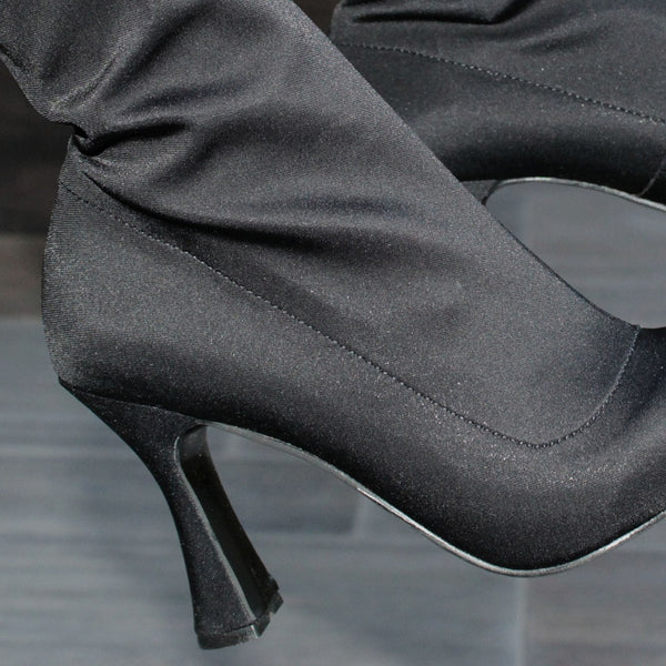 BOTÍN STILETTO STRETCH NEGRO DE TACÓN DELGADO (MOD 1012)