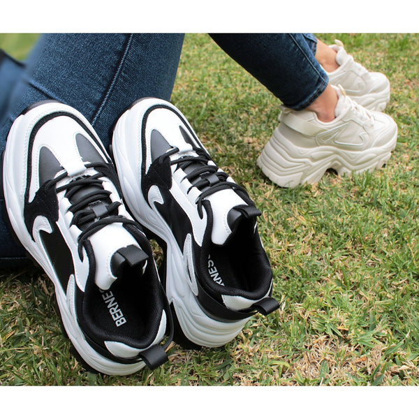 CHUNKY SNEAKERS BLANCO CON NEGRO (MOD DYLAN)