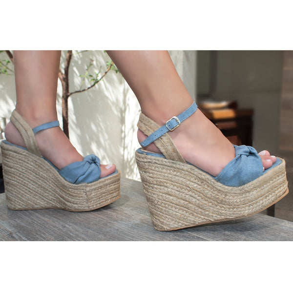 PLATAFORMA CORRIDA MEZCLILLA CON NUDO Y PULSERA (MOD 9500)