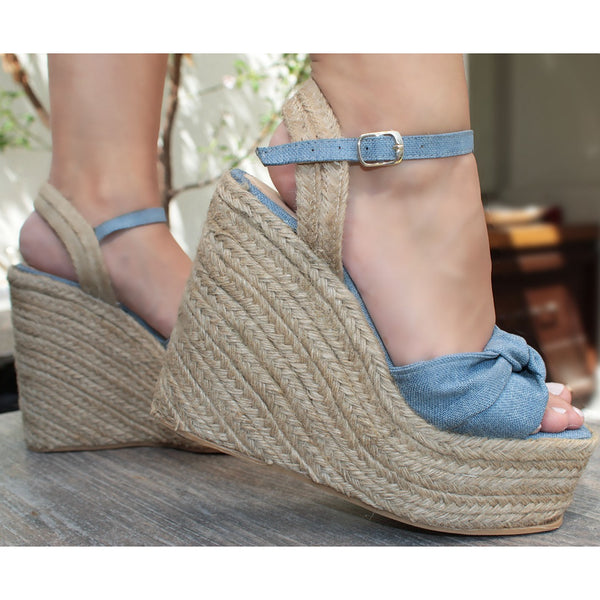 PLATAFORMA CORRIDA MEZCLILLA CON NUDO Y PULSERA (MOD 9500)