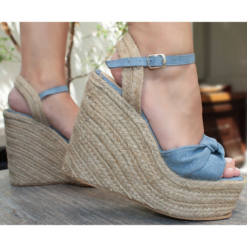 PLATAFORMA CORRIDA MEZCLILLA CON NUDO Y PULSERA (MOD 9500)