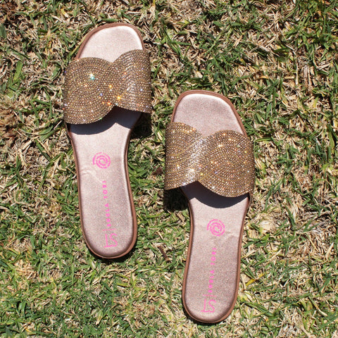 SANDALIA PLANA ORO ROSADO CON PIEDRAS (MOD LIRIO-24)