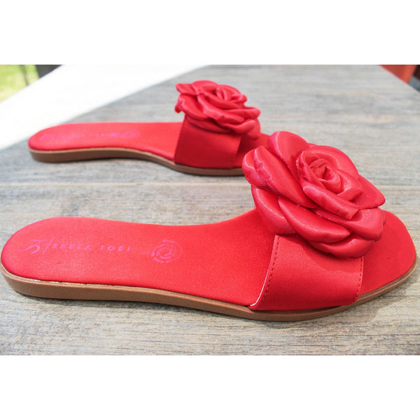 SANDALIA PLANA ROJA CON FLOR (MOD LIRIO-23)