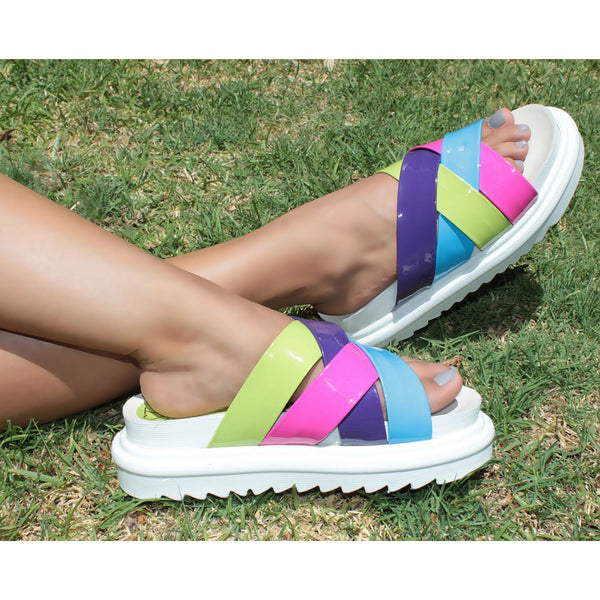 SANDALIA TRACK CON TIRAS MULTICOLOR (MOD 53-515)