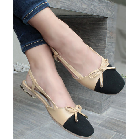 BALLERINA NEGRO/CAMEL DESTALONADA CON PULSERA Y MOÑO (MOD KARLA)