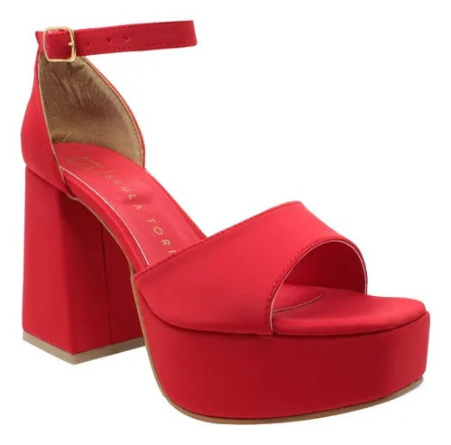 SANDALIA ROJA DE TACÓN CAMPANA CON PLATAFORMA (MOD 300)