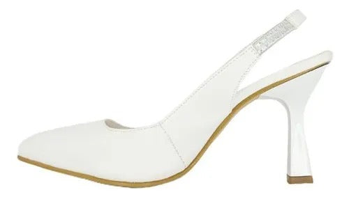 ZAPATILLA PUNTAL BLANCA DESTALONADA DE TACÓN DE AGUJA (MOD 054)