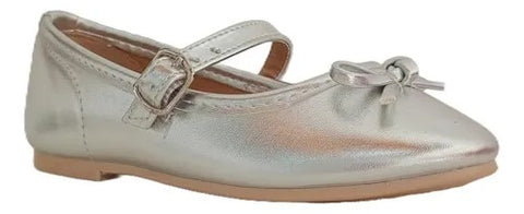 BALLERINA PLATA CON MOÑO PARA NIÑA (MOD 120)