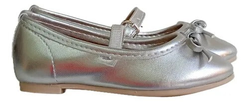 BALLERINA PLATA CON MOÑO PARA NIÑA (MOD 120)