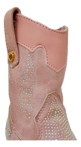 Bota Vaquera Rosa Con Piedras Para Niña (MOD K-910)