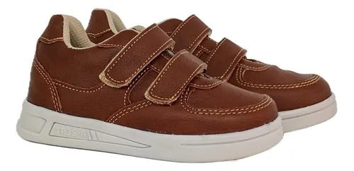 TENIS CAFÉ CASUALES CON VELCRO PARA NIÑO (MOD K-533)