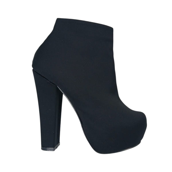 BOTINES NEGROS CASUALES DE TACÓN ALTO CON PLATAFORMA (MOD 360)