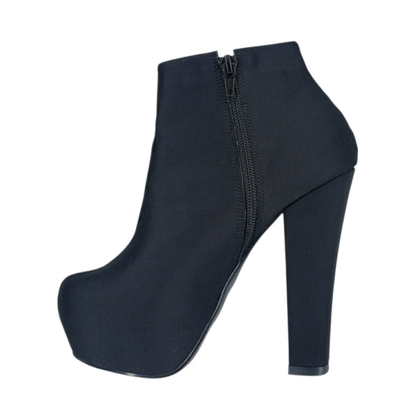 BOTINES NEGROS CASUALES DE TACÓN ALTO CON PLATAFORMA (MOD 360)