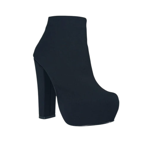 BOTINES NEGROS CASUALES DE TACÓN ALTO CON PLATAFORMA (MOD 360)