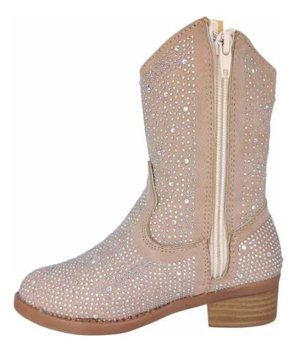 BOTA VAQUERA MAQUILLAJE CON PIEDRAS PARA NIÑA (MOD K-910)
