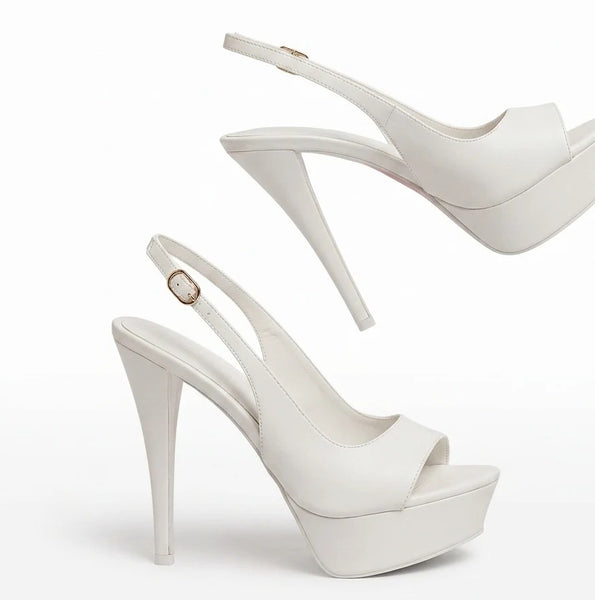 ZAPATILLA PEEP TOE BLANCA DE TACÓN DE AGUJA (MOD 7113)