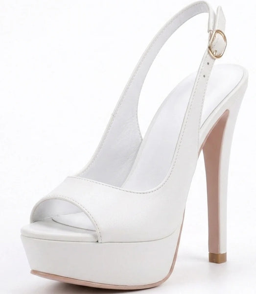 ZAPATILLA PEEP TOE BLANCA DE TACÓN DE AGUJA (MOD 7113)