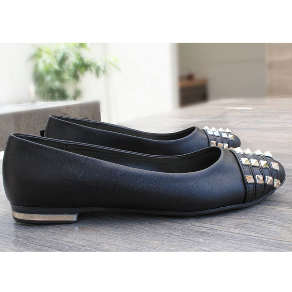 BALLERINA NEGRA CON TIRAS Y ESTOPEROLES (MOD 01)