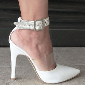 ZAPATILLA DE TACÓN DELGADO CON PIEDRAS Y TRANSPARENCIA (MOD 4019)