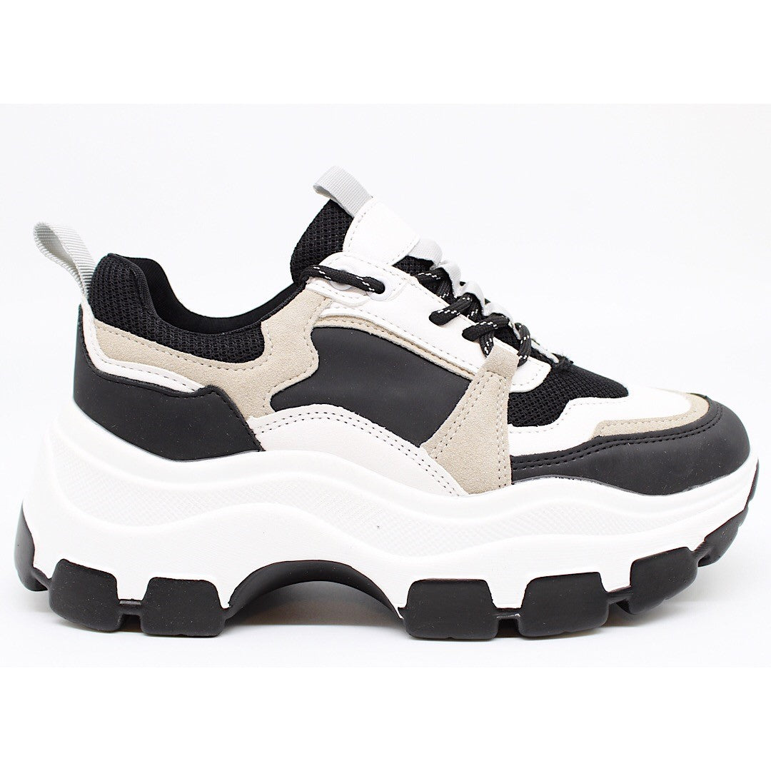 TENIS CHUNKY SNEAKERS BLANCO CON NEGRO (MOD ILSE)