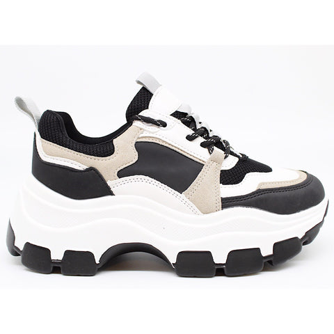 TENIS CHUNKY SNEAKERS BLANCO CON NEGRO (MOD ILSE)