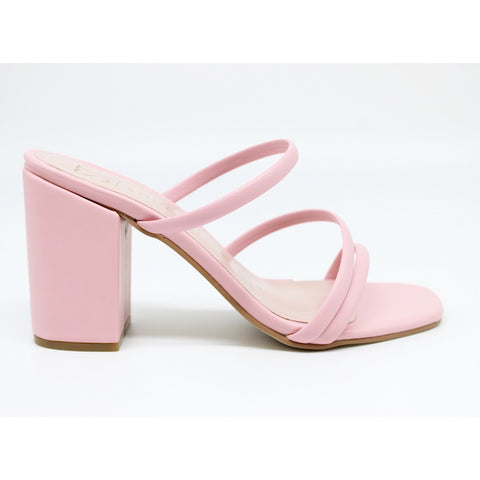 SANDALIA TACÓN GRUESO TIRAS ROSA  (MOD 300)