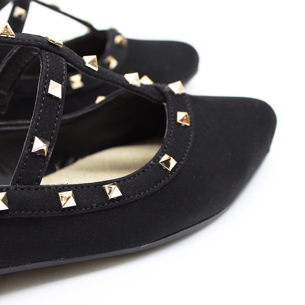BALLERINA NEGRA TIRAS CON REMACHES (MOD DT)