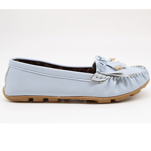 MOCASÍN AZUL FLECOS CON MOÑO (MOD NEBRASKA)
