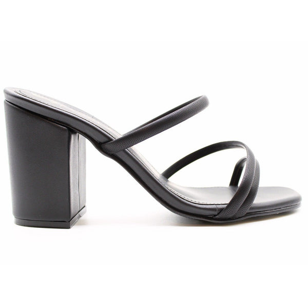 SANDALIA TACÓN GRUESO TIRAS NEGRO (MOD 300)