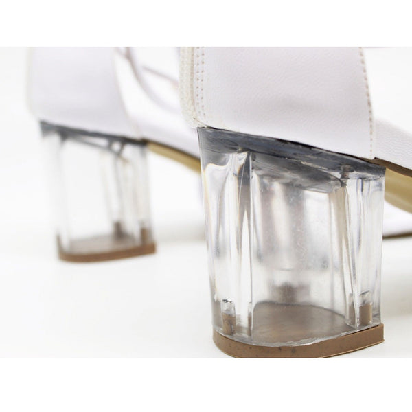 SANDALIA TACÓN TRANSPARENTE BLANCA CON TIRAS (MOD 5015)