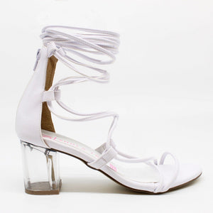 SANDALIA TACÓN TRANSPARENTE BLANCA CON TIRAS (MOD 5015)