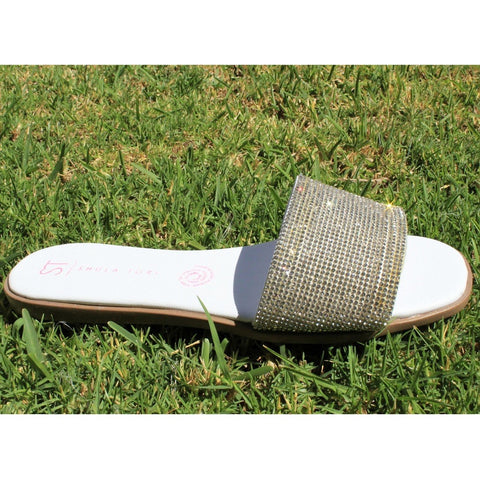 SANDALIA PLANA BLANCA CON PIEDRAS (MOD LIRIO-12)