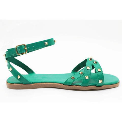 SANDALIA PLANA VERDE CON ESTOPEROLES Y PULSERA (MOD LIRIO-03)