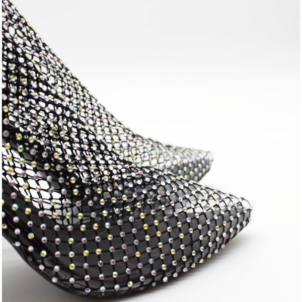 ZAPATILLA STILETTO NEGRA DE RED CON PIEDRAS (MOD SALMA)