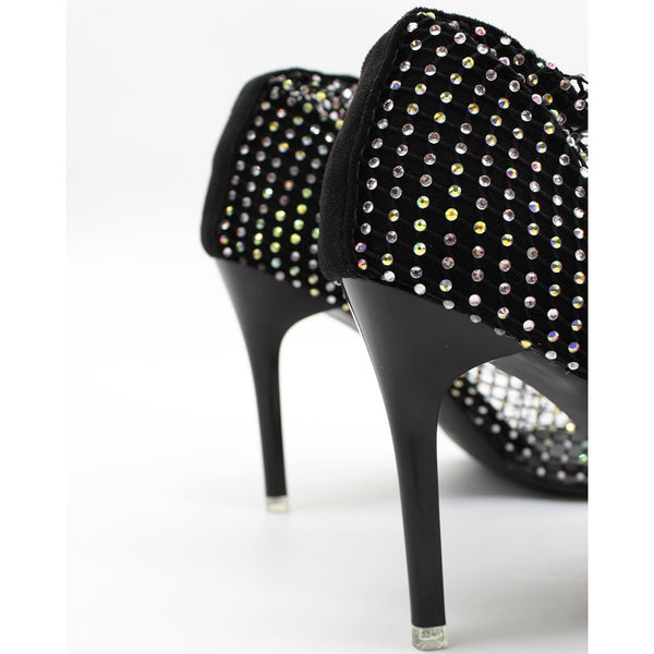 ZAPATILLA STILETTO NEGRA DE RED CON PIEDRAS (MOD SALMA)