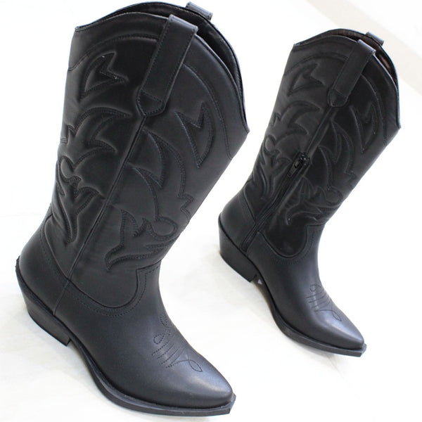COWBOY BOOTS NEGRAS CON CIERRE (MOD 1050)