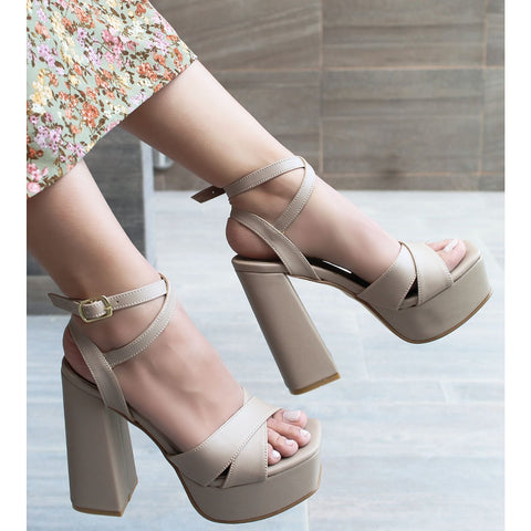SANDALIA GRUESA DE TACÓN CAMPANA CON PLATAFORMA Y PULSERA (MOD 1019)