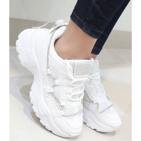 CHUNKY SNEAKERS BLANCO CON PIEDRAS (MOD CLEVE)