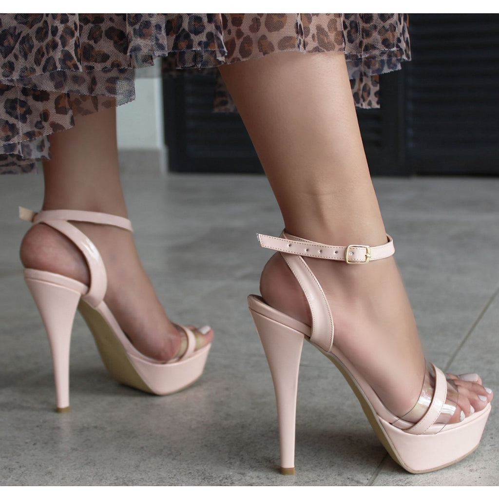 Sandalia nude cheap transparente