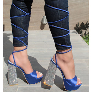 Karla rainbow snake clear on sale lace up diamante heels