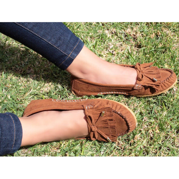 MOCASÍN CAMEL FLECOS CON MOÑO (MOD NEBRASKA)