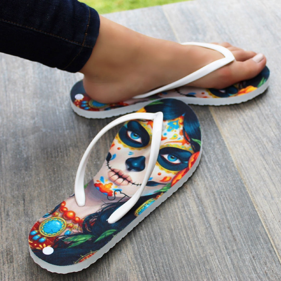 SANDALIA FLIP FLOP ESTAMPADO CATRINA AZUL (MOD MONA)