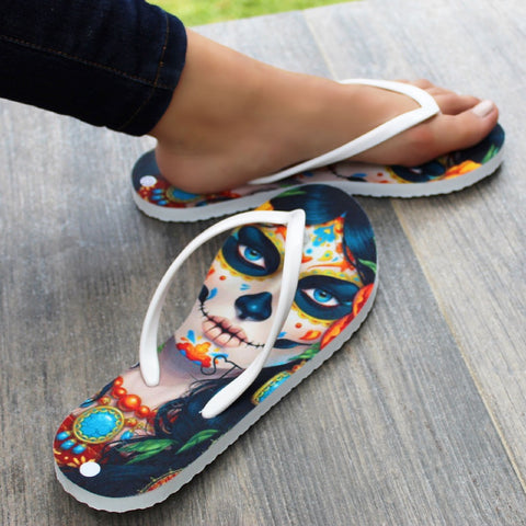 SANDALIA FLIP FLOP ESTAMPADO CATRINA AZUL (MOD MONA)
